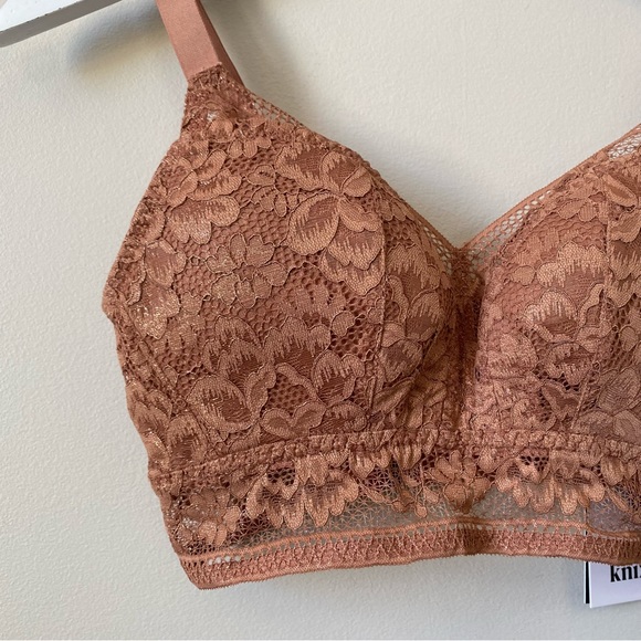 Knix (NEW W/ TAG) lace lined wireless medium support longline bra - gilded gold - Picture 4 of 9